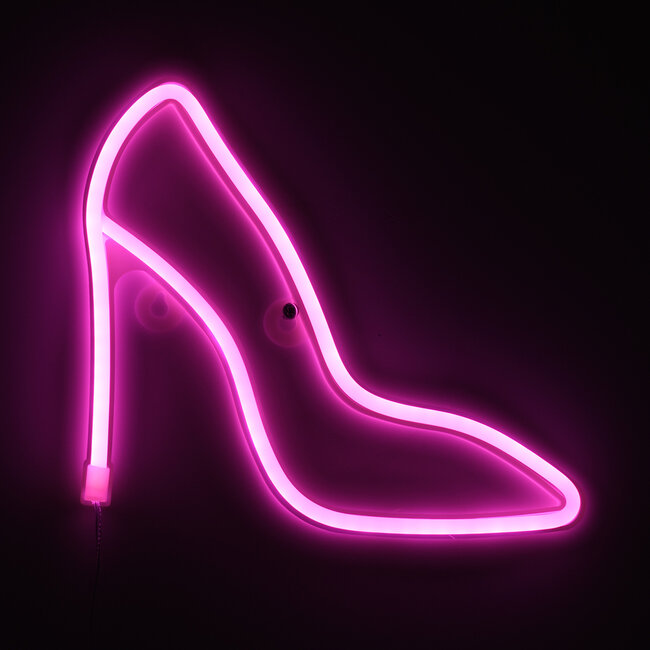 78577 Φωτιστικό Ταμπέλα Φωτεινή Επιγραφή NEON LED Σήμανσης WOMEN SHOES 5W με Καλώδιο Τροφοδοσίας USB - Μπαταρίας 3xAAA (Δεν Περιλαμβάνονται) - Ροζ - 5
