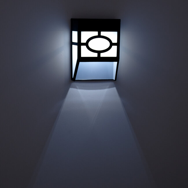 85708 ΣΕΤ 4 Τεμαχίων Αυτόνομα Ηλιακά Φωτιστικά Τοίχου Μαύρα-Λευκά LED SMD 1W 100lm με Ενσωματωμένη Μπαταρία 600mAh - Φωτοβολταϊκό Πάνελ με Αισθητήρα Ημέρας-Νύχτας Αδιάβροχα IP65 Ψυχρό Λευκό 6000K - 9