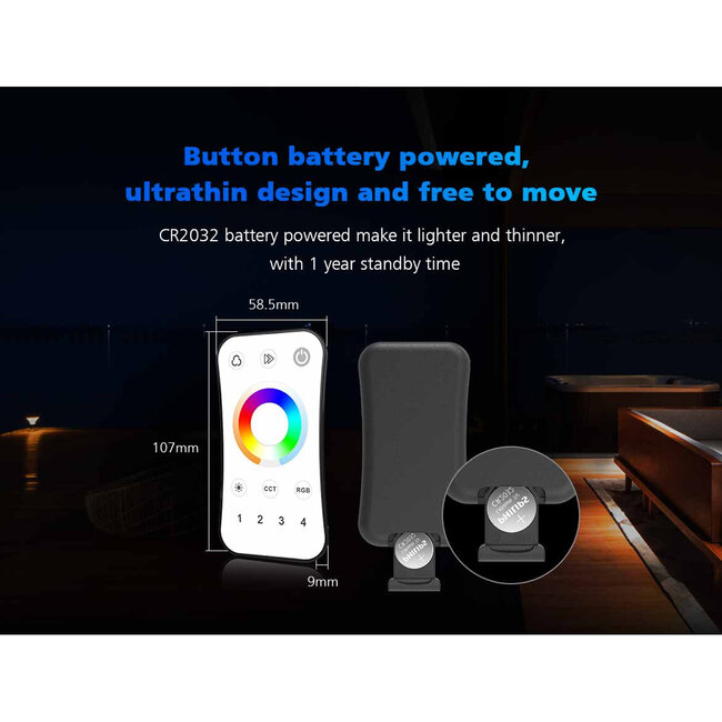 73158 R9 SKYDANCE Ασύρματο Χειριστήριο RF 2.4Ghz 1 Group για όλα τα Πολύχρωμα SKYDANCE Controller DC 3V 1 x CR2032 - IP20  Μ10.7 x Π5.8 x Υ1cm - 5 Χρόνια Εγγύηση - 15