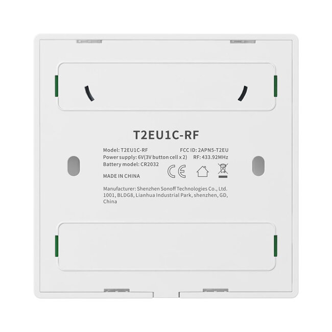 80066 SONOFF T2EU2C-RF - 433MHz Wireless Smart Wall Touch Button Switch 2 Way - RF Series