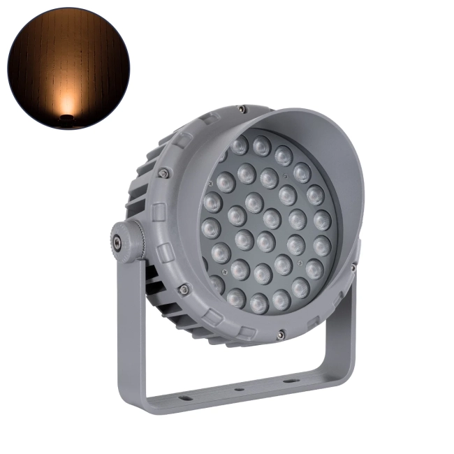  FLOODMENA 90337 Προβολέας Σποτ Wall Washer με Αντιθαμβωτική Γρίλια LED 36W 3060lm 30° AC 220-240V Αδιάβροχο IP67 Ultra Θερμό Λευκό 2200K - Bridgelux SMD Chip - Γκρι Ανθρακί - Μ23.5 x Π17.5 x Υ25.5cm - 3 Χρόνια Εγγύηση - 2