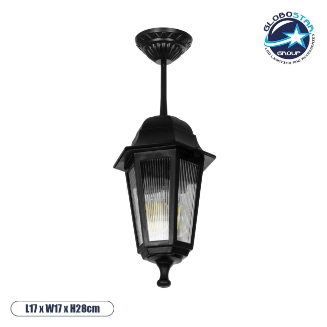 VITRO 203-0189 Vintage Φωτιστικό Οροφής με Ντουί 1 x E27 AC 220-240V IP44 - Μαύρο - Μ17 x Π17 x Υ28cm VITRO 203-0189 Vintage Φωτιστικό Οροφής με Ντουί 1 x E27 AC 220-240V IP44 - Μαύρο - Μ17 x Π17 x Υ28cm