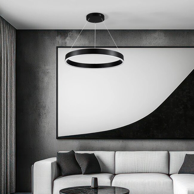 kelvo® VENOM KLV-101-0187 Κρεμαστό Φωτιστικό Οροφής LED 45W 4500lm 120° AC 220-240V IP20 Ρυθμιζόμενο Λευκό CCT με Χειριστήριο από 2700K έως 6000K Dimmable - Lumileds SMD Chip - Μαύρο Ματ - Μ60 x Π60 x Υ6.5cm - 3 Χρόνια Εγγύηση