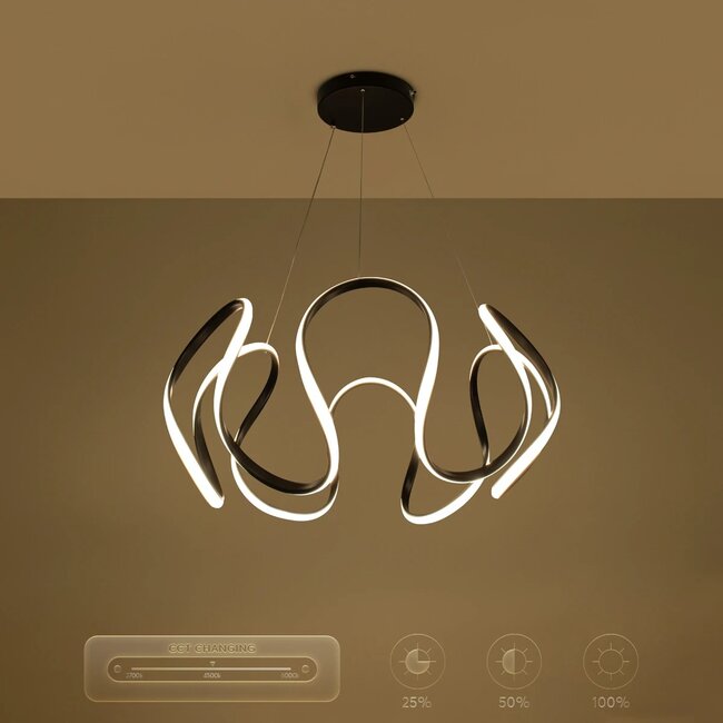 kelvo® TARANTULA KLV-101-0269 Κρεμαστό Φωτιστικό Οροφής LED 120W 12000lm 360° AC 220-240V IP20 Ρυθμιζόμενο Λευκό CCT με Χειριστήριο από 2700K έως 6000K Dimmable - Lumileds SMD Chip - Μαύρο Ματ - Μ78 x Π78 x Υ31.5cm - 3 Χρόνια Εγγύηση - 12