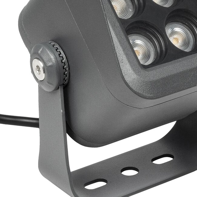 FLOODVIRA GLB-103-0032 Προβολέας Σποτ Wall Washer LED 8W 720lm 24° AC 220-240V Αδιάβροχο IP65 Θερμό Λευκό 2700K - Sanan SMD Chip - Γκρι Ανθρακί Ματ - Μ11 x Π9 x Υ15cm - 3 Χρόνια Εγγύηση - 4
