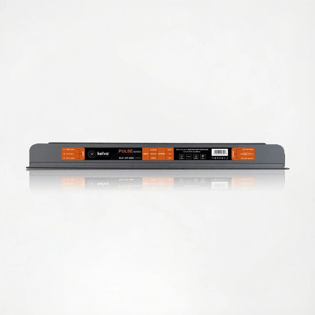 kelvo® PULSE KLV-107-0001 Ultra Slim Τροφοδοτικό/Μετασχηματιστής Class I PELV 48W 2A AC 220-240V σε DC 24V IP20 - Γκρι Ανθρακί Ματ - Μ20.1 x Π1.9 x Υ2cm - 5 Χρόνια Εγγύηση - 3