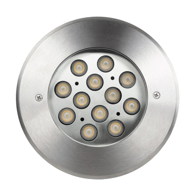 UNDERWATERTUNI 999-0270 Υποβρύχιο Χωνευτό Σποτ για Σιντριβάνια/Πισίνες LED 12W 1080lm 30° DC 24V Αδιάβροχο IP68 Θερμό Λευκό 2700K Dimmable - Bridgelux SMD Chip - Ανοξείδωτο Ατσάλι SS304 - Μ18 x Π18 x Υ9.3cm / Q15cm - 3 Χρόνια Εγγύηση - 3