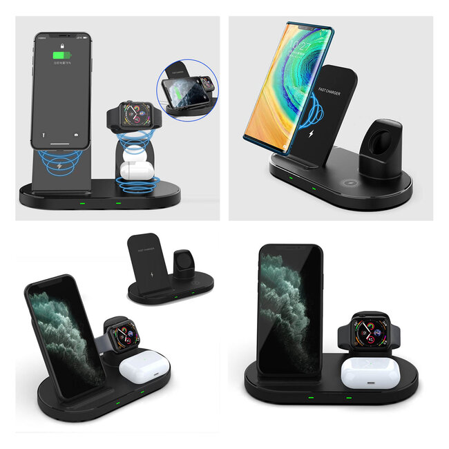79698 Επιτραπέζια Σταθερή Βάση Ασύρματης Φόρτισης για Κινητά - Earphones - Smart Watches 3 Καναλιών - 1 Channel 15W Max - 2 Channel 3W (Airpod) - 3 Channel 2W (Watch) - 8