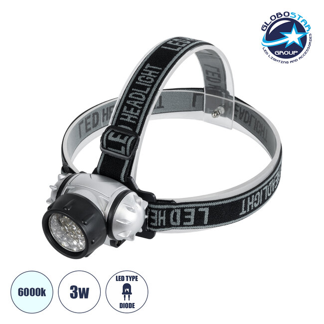 79053 Φακός Κεφαλής LED Diode 3W 200lm - Ψυχρό Λευκό 6000K - Μ7.5 x Π6 x Υ6cm