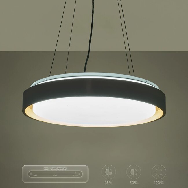 kelvo® BARCHETTA KLV-101-0267 Κρεμαστό Φωτιστικό Οροφής LED 72W 7200lm 120° AC 220-240V IP20 Ρυθμιζόμενο Λευκό CCT με Χειριστήριο από 2700K έως 6000K Dimmable - Lumileds SMD Chip - Λευκό & Σαμπανιζέ Χρυσό Ματ - Μ48 x Π48 x Υ8.2cm - 3 Χρόνια Εγγύηση - 18