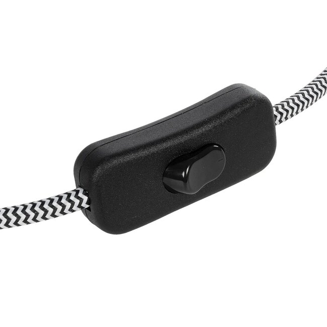 WHIP 77670 Μοντέρνο DIY Φωτιστικό με Υφασμάτινο Καλώδιο, με Διακόπτη On/Off AC 220-240V IP20 - Ασημί & Μαύρο - Μ140 x Π2.7 x Υ1.9cm