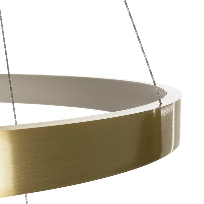 NEMESIS TRIO 61169-DECO Μοντέρνο Κρεμαστό Φωτιστικό Οροφής LED 100W 12123lm 360° AC 220-240V IP20 Ρυθμιζόμενο Λευκό CCT με Χειριστήριο από 2700K έως 6000K Dimmable - Lumileds SMD Chip - Χρυσό Βούρτσας - Μ60 x Π60 x Υ60cm - 3 Χρόνια Εγγύηση - 7