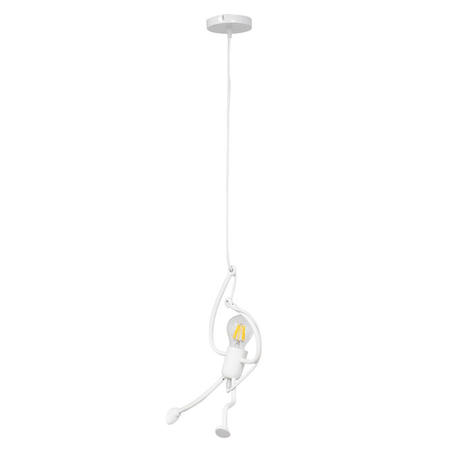 FIGURE 10001651 Μοντέρνο Κρεμαστό Παιδικό Φωτιστικό Οροφής Μονόφωτο Λευκό Μεταλλικό Φιγούρα Φ20 x Υ40cm - 1