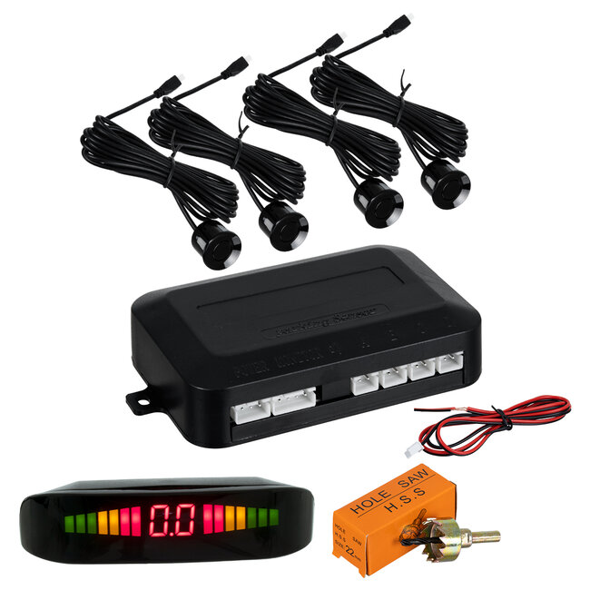 86001 Σύστημα Παρκαρίσματος Parktronic DC 12V με 4 Μαύρους Αισθητήρες - Οθόνη LED Indicator και Ηχείο (Buzzer) - 2