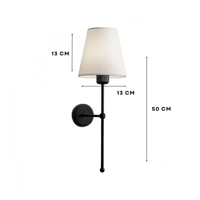 LING 204-0190 Μοντέρνο Φωτιστικό Τοίχου Απλίκα Μονόφωτο 1 x E27 AC 220-240V IP20 Μπεζ & Μαύρο - Μ13 x Π13 x Υ50cm
