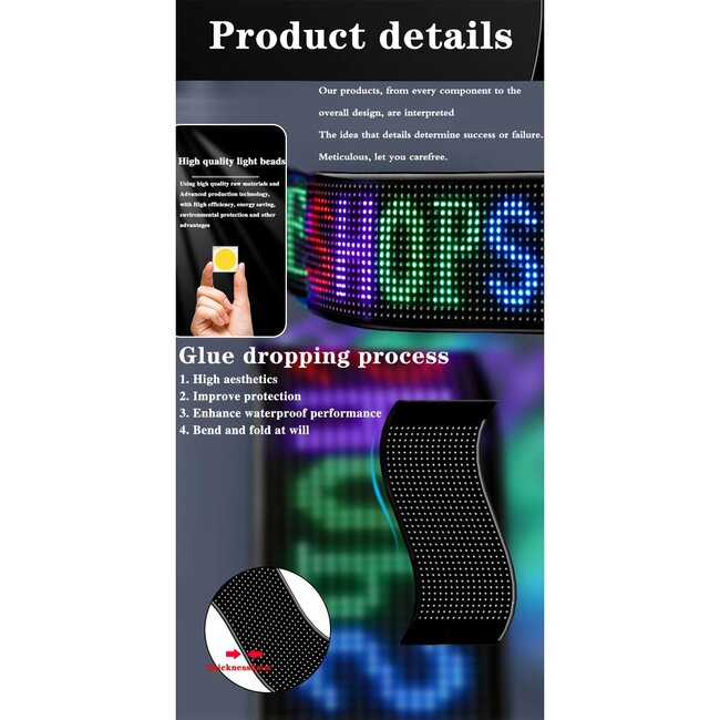 MATRIX GLB-106-0001 Εύκαμπτη Κυλιόμενη Ψηφιακή Επιγραφή 17.3x7cm P4 32x16 Pixel LED 10W DC 5V 2A με USB 2.0 Αδιάβροχο IP65 Πολύχρωμο RGB - Bluetooth Control μέσω iPIXEL APP - Μ17.3 x Π0.2 x Υ7cm - 2 Χρόνια Εγγύηση - 13