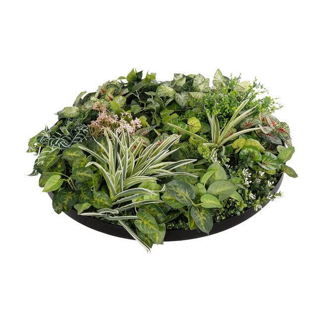 Artificial Garden VARIOUS PLANTS ROUND WALL DISC 20690 Τεχνητό Διακοσμητικό Στρογγυλό Πάνελ Φυλλωσιάς - Κάθετος Κήπος Μιξ Μ80 x Π80 x Υ20cm - 4