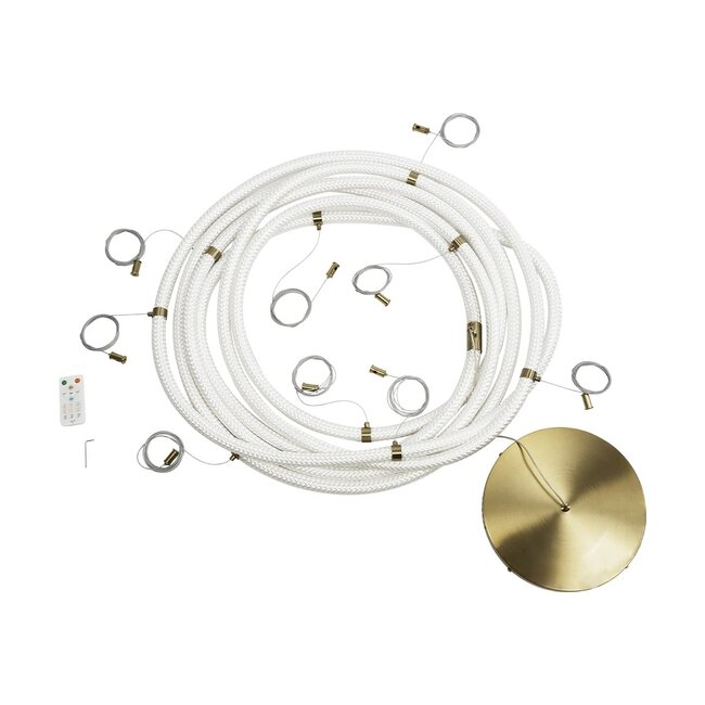 kelvo® GLOW KLV-101-0158 Κρεμαστό Φωτιστικό Οροφής LED 105W 10500lm 360° AC 220-240V IP20 Ρυθμιζόμενο Λευκό CCT με Χειριστήριο από 2700K έως 6000K Dimmable - Lumileds SMD Chip - Χρυσό Πλατίνα - Μ180 x Π180 x Υ110cm - 3 Χρόνια Εγγύηση - 11