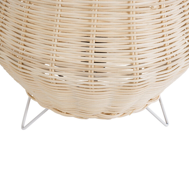 BOLSON 02010 Boho Επιδαπέδιο Φωτιστικό Μονόφωτο 1 x E27 AC220-240V IP20 - Φ30 x Υ30cm - Μπεζ Ξύλινο Μπαμπού Πλέγμα - 5 Χρόνια Εγγύηση - 6