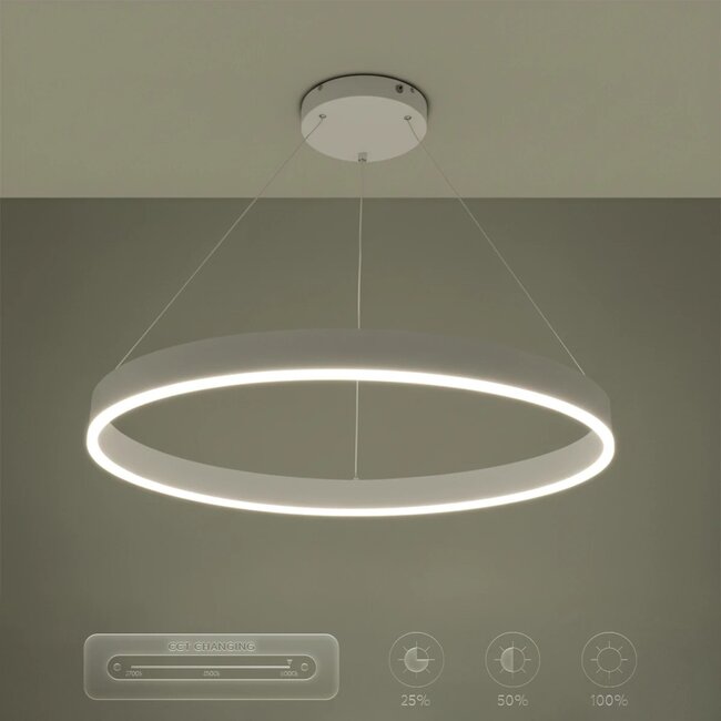 kelvo® VENOM KLV-101-0191 Κρεμαστό Φωτιστικό Οροφής LED 67W 6700lm 120° AC 220-240V IP20 Ρυθμιζόμενο Λευκό CCT με Χειριστήριο από 2700K έως 6000K Dimmable - Lumileds SMD Chip - Λευκό Ματ - Μ80 x Π80 x Υ6.5cm - 3 Χρόνια Εγγύηση - 13