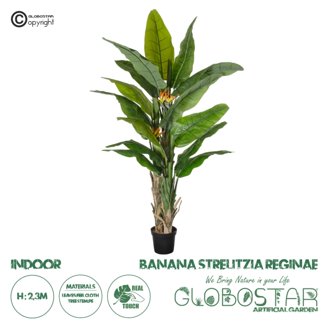 Artificial Garden BANANA STRELITZIA REGINAE 20381 - Τεχνητό Διακοσμητικό Φυτό  Μπανανιά - Στρελίτσια - Πουλί του Παραδείσου Υ230cm