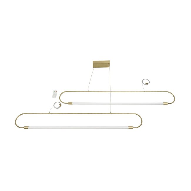 kelvo® GLOW KLV-101-0178 Κρεμαστό Φωτιστικό Οροφής LED 28W 2800lm 360° AC 220-240V IP20 Ρυθμιζόμενο Λευκό CCT με Χειριστήριο από 2700K έως 6000K Dimmable - Lumileds SMD Chip - Χρυσό Πλατίνα - Μ167 x Π7 x Υ24cm - 3 Χρόνια Εγγύηση - 14
