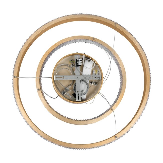 kelvo® DIAMOND KLV-101-0236 Κρεμαστό Φωτιστικό Οροφής LED 75W 7500lm 360° AC 220-240V IP20 Ρυθμιζόμενο Λευκό CCT με Χειριστήριο από 2700K έως 6000K Dimmable - Lumileds SMD Chip - Χρυσό Πλατίνα - Μ60 x Π60 x Υ40cm - 3 Χρόνια Εγγύηση - 9