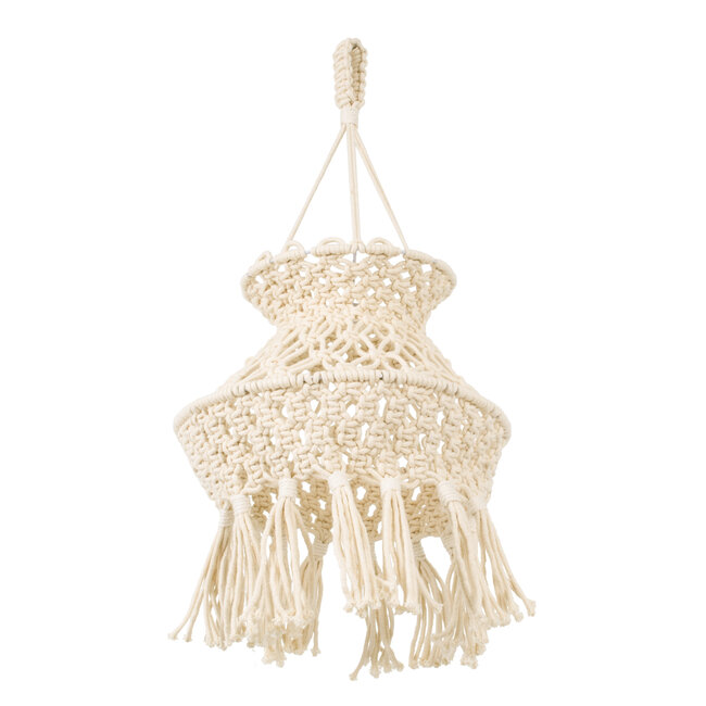 36212 LIBYA Boho Καπέλο Φωτιστικού- Μακραμέ Πλεκτό Χειροποίητο Μπεζ Σχοινί Μ30 x Π30  x Υ50cm