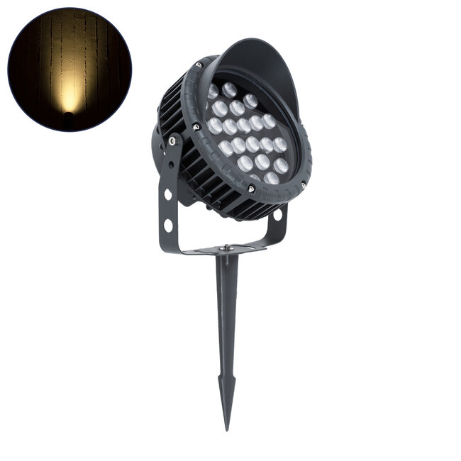 TREELIGHT-VINA 90360 Σποτ Φωτισμού με Αντιθαμβωτική Γρίλια Ειδικό για Φυτά - Δέντρα με Βάση Κήπου / Καρφωτό LED 24W 2160lm 10° DC 24V Αδιάβροχο IP65 L21.5 x W18.3 x H14cm Θερμό Λευκό 3000K - Γκρι Ανθρακί - 3 Years Warranty