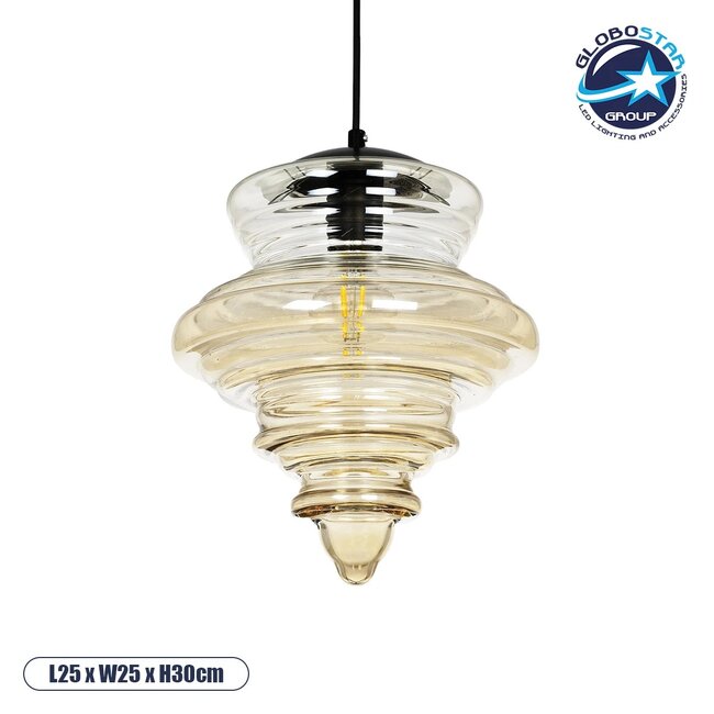 CORTE 206-0029 Μοντέρνο Κρεμαστό Φωτιστικό Οροφής με Ντουί 1 x E27 AC 220-240V IP20 - Mελί - Μ25 x Π25 x Υ30cm