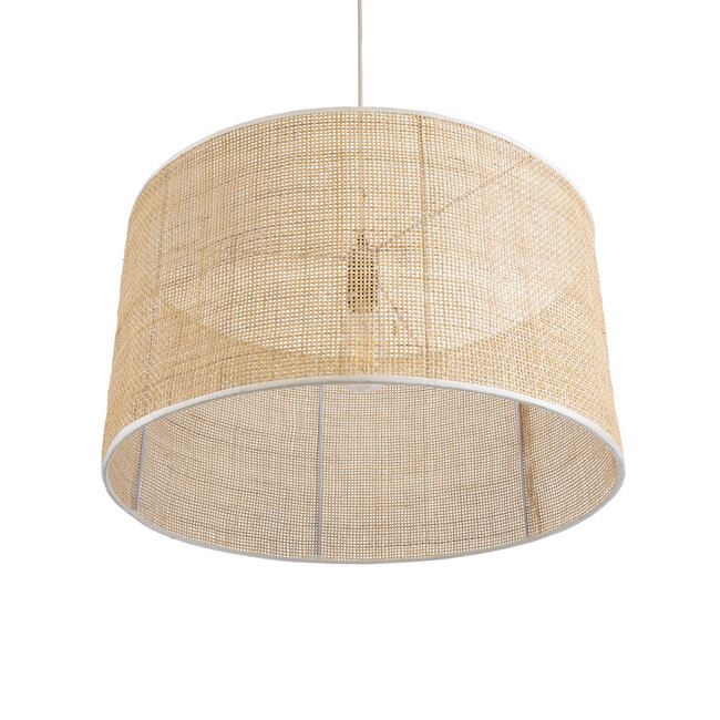 YOTTO 01822 Boho Κρεμαστό Φωτιστικό Οροφής Μονόφωτο 1 x E27 AC220-240V IP20 - Φ55 x Υ30cm - Μπεζ Μπαμπού Πλέγμα - 5 Χρόνια Εγγύηση - 5