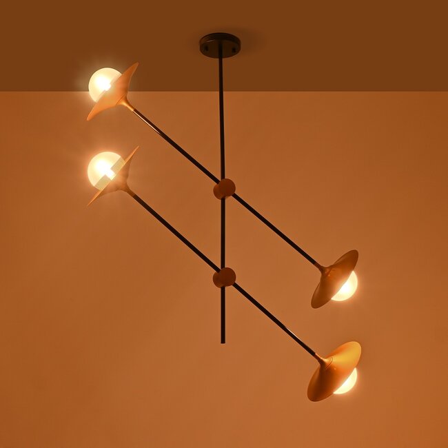 JOLIET 999-0044 Μοντέρνο Φωτιστικό Οροφής Πλέγμα Πολύφωτο 4 x G9 IP20 Μαύρο & Χρυσό Μέταλλο - Μ93 x Π20 x Υ106cm - 2