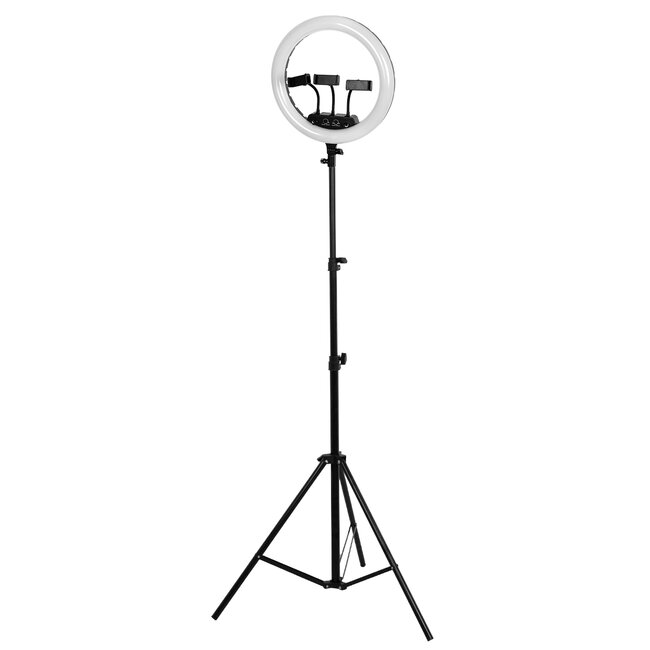 75804 Professional Digital Ring Light Φ36cm LED SMD 50W 5000lm 180° AC 230V με Καλώδιο Τροφοδοσίας Πρίζας - Ασύρματο Χειριστήριο RF 2.4Ghz Εναλλαγής Χρωμάτων & 3 Βάσεις Τηλεφώνου - Πολύχρωμ - 6