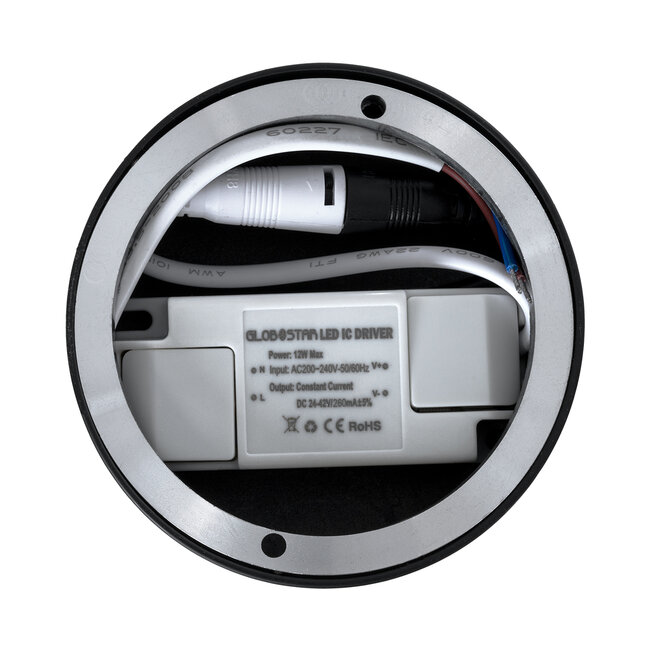 DETRONIC 60503 Επιφανειακό Κινούμενο Spot Downlight LED 10W 1350lm 24° AC 220-240V IP20 Φ9cm x Υ16cm - Στρόγγυλο - Μαύρο - Ψυχρό Λευκό 6000K - Bridgelux COB - TÜV Certified Driver - 5