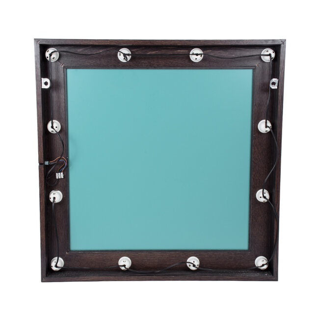 MAKEUP MIRROR-80x80-2 Μοντέρνος Καθρέπτης Μακιγιάζ με Πλαίσιο Φυσικού Ξύλου με Διακόπτη On/Off 12 x E27 AC220-240V - Μ80 x Π7 x Υ80cm - Καφέ Wenge - 7