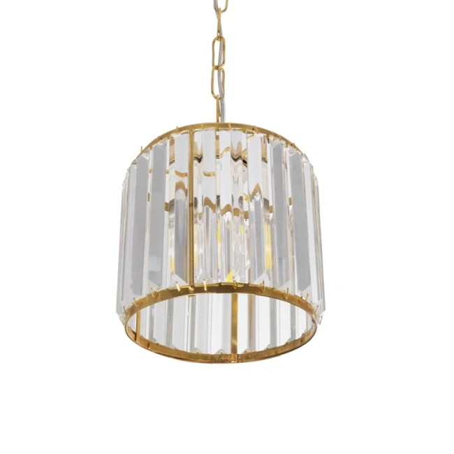 GLAMOROUS 203-0093 Κλασικό Κρεμαστό Φωτιστικό Οροφής με Ντουί 1 x E27 AC 220-240V IP20 - Χρυσό & Διάφανο - Μ19 x Π19 x Υ16.5cm - 5