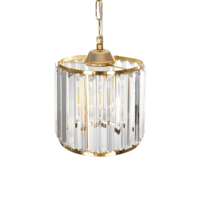 GLAMOROUS 203-0093 Κλασικό Κρεμαστό Φωτιστικό Οροφής με Ντουί 1 x E27 AC 220-240V IP20 - Χρυσό & Διάφανο - Μ19 x Π19 x Υ16.5cm - 6