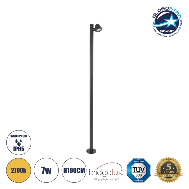GARDENIA 60510 Φωτιστικό Κήπου - Πάρκου - Πλατείας - Κολωνάκι Αρχιτεκτονικού Φωτισμού Εξωτερικού Χώρου LED 7W 700lm 60° AC220-240V Αδιάβροχο IP65 - Σώμα Αλουμινίου & Tempered Glass - Μ15 x Π18 x Υ180cm - Θερμό Λευκό 2700K - Γκρι Ανθρακί - Bridgelux Chip - 5 Years Warranty GARDENIA 60510 Φωτιστικό Κήπου - Πάρκου - Πλατείας - Κολωνάκι Αρχιτεκτονικού Φωτισμού Εξωτερικού Χώρου LED 7W 700lm 60° AC220-240V Αδιάβροχο IP65 - Σώμα Αλουμινίου & Tempered Glass - Μ15 x Π18 x Υ180cm - Θερμό Λευκό 2700K - Γκρι Ανθρακί - Bridgelux Chip - 5 Years Warranty