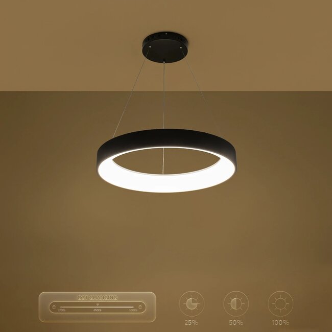 kelvo® SALEM KLV-101-0289 Κρεμαστό Φωτιστικό Οροφής LED 105W 10500lm 120° AC 220-240V IP20 Ρυθμιζόμενο Λευκό CCT με Χειριστήριο από 2700K έως 6000K Dimmable - Lumileds SMD Chip - Μαύρο Ματ - Μ60 x Π60 x Υ6cm - 3 Χρόνια Εγγύηση - 12