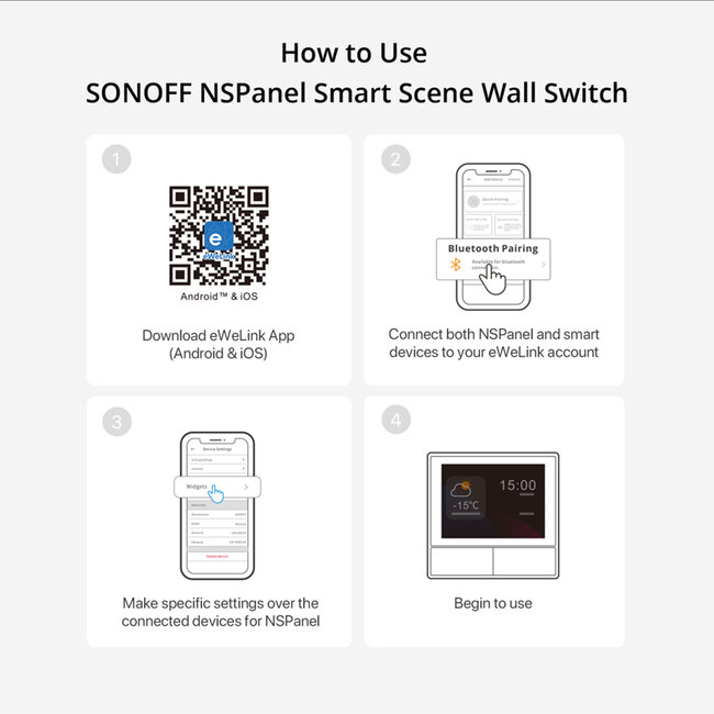 80096 SONOFF NSPanel-EUW - Wi-Fi Smart Scene Wall Switch (86/EU Type) - Integrated HMI Touch Panel -  Smart Controller & Gateway for All Smart Devises - 25