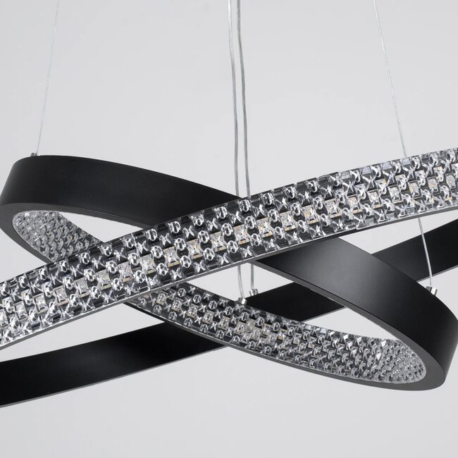 kelvo® DIAMOND KLV-101-0235 Κρεμαστό Φωτιστικό Οροφής LED 75W 7500lm 360° AC 220-240V IP20 Ρυθμιζόμενο Λευκό CCT με Χειριστήριο από 2700K έως 6000K Dimmable - Lumileds SMD Chip - Μαύρο Ματ - Μ60 x Π60 x Υ40cm - 3 Χρόνια Εγγύηση - 7