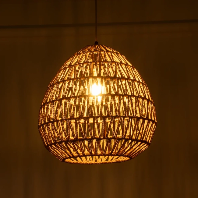  JENSON 00911 Boho Κρεμαστό Φωτιστικό Οροφής με Ντουί 1 x E27 AC 220-240V IP20 - Μπεζ - Μ35 x Π35 x Υ35cm - 2
