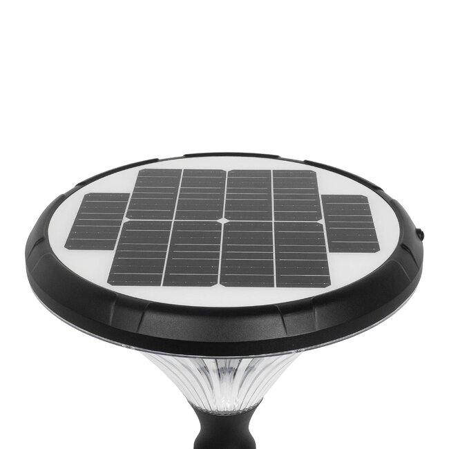 SQUARE 90503 Φωτιστικό Κεφαλής Post Top Πλατείας/Πάρκου/Κήπου LED 40W 1600lm 120° DC 5V με Ενσωματωμένο Φωτοβολταϊκό Panel 5V 25W & Επαναφορτιζόμενη Μπαταρία Li-ion 3.2V 30000mAh με Αισθητήρα Κίνησης-Ημέρας-Νύχτας Αδιάβροχο IP65 Θερμό Λευκό 2700K - Sanan SMD Chip - Γκρι Ανθρακί Ματ - Μ54 - 3