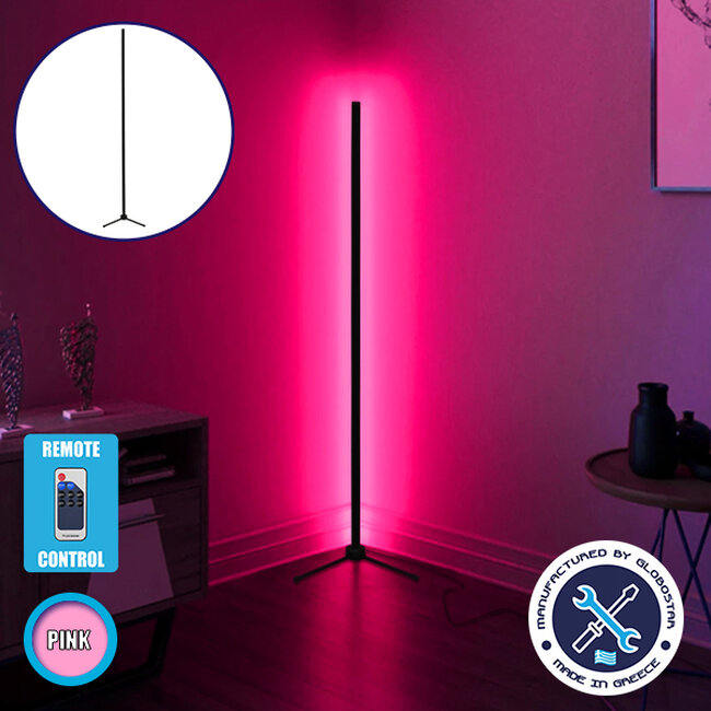 Μοντέρνο Minimal Επιδαπέδιο Μαύρο Φωτιστικό 250cm LED 40 Watt με Ασύρματο Χειριστήριο RF & Dimmer Ροζ  ALIEN Design GLOBO-250-7