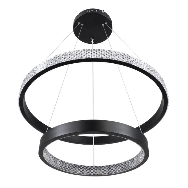 kelvo® DIAMOND KLV-101-0235 Κρεμαστό Φωτιστικό Οροφής LED 75W 7500lm 360° AC 220-240V IP20 Ρυθμιζόμενο Λευκό CCT με Χειριστήριο από 2700K έως 6000K Dimmable - Lumileds SMD Chip - Μαύρο Ματ - Μ60 x Π60 x Υ40cm - 3 Χρόνια Εγγύηση - 5