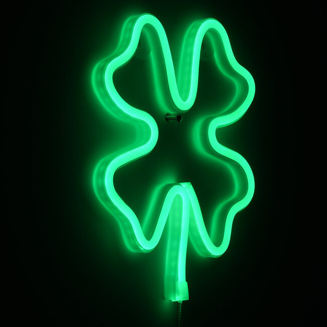 78572 Φωτιστικό Ταμπέλα Φωτεινή Επιγραφή NEON LED Σήμανσης FOUR LEAF CLOVER 5W με Καλώδιο Τροφοδοσίας USB - Μπαταρίας 3xAAA (Δεν Περιλαμβάνονται) - Πράσινο - 6