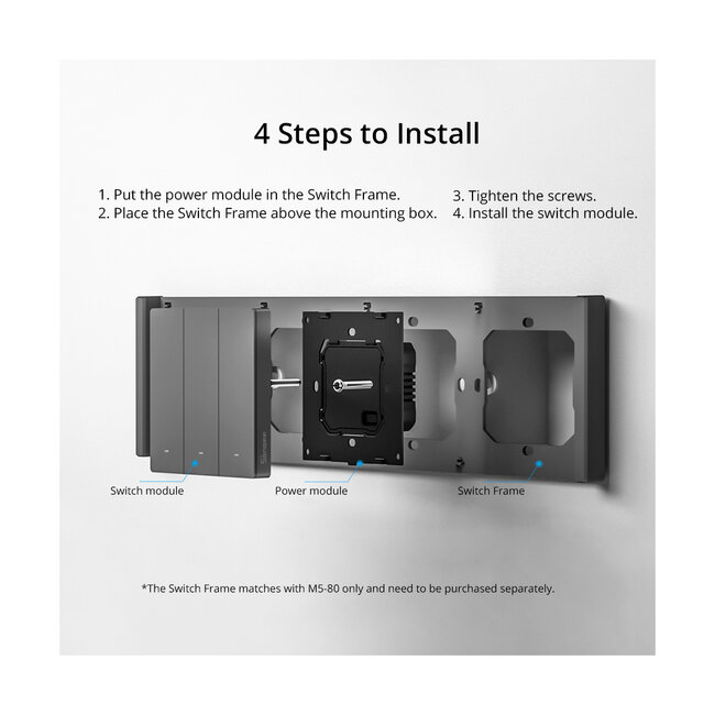 80089 SONOFF M5-3C-80 SwitchMan Mechanical Smart Switch WiFi & Bluetooth AC 100-240V Max 6A 1320W (2A/Way) 3 Way - 18