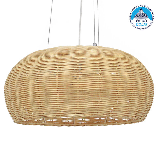 Vintage Κρεμαστό Φωτιστικό Οροφής Μονόφωτο Καφέ Ξύλινο Bamboo Φ45  DE LA MER 01624 - 1