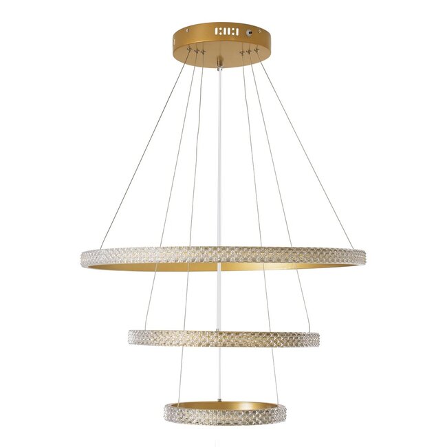 kelvo® DIAMOND KLV-101-0238 Κρεμαστό Φωτιστικό Οροφής LED 100W 10000lm 180° AC 220-240V IP20 Ρυθμιζόμενο Λευκό CCT με Χειριστήριο από 2700K έως 6000K Dimmable - Lumileds SMD Chip - Χρυσό Πλατίνα - Μ60 x Π60 x Υ60cm - 3 Χρόνια Εγγύηση - 4