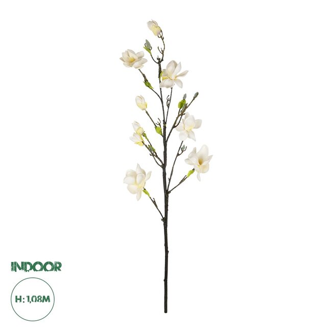 Artificial Garden WHITE YELLOW MAGNOLIA BRANCH 21419 Τεχνητό Διακοσμητικό Κλαδί Λευκή Κίτρινη Μαγνόλια Y108cm